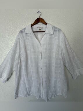 Allison Daley Women’s White Textured  Blouse Sz 24W